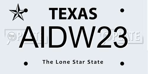 AIDW23 Texas License Plate