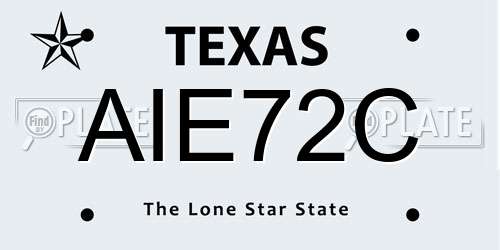 AIE72C Texas License Plate