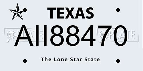 AII88470 Texas License Plate