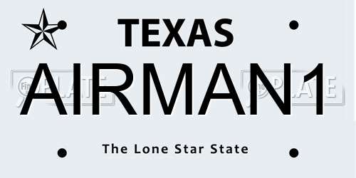 AIRMAN1 Texas License Plate