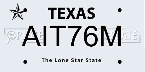 AIT76M Texas License Plate
