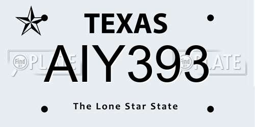 AIY393 Texas License Plate