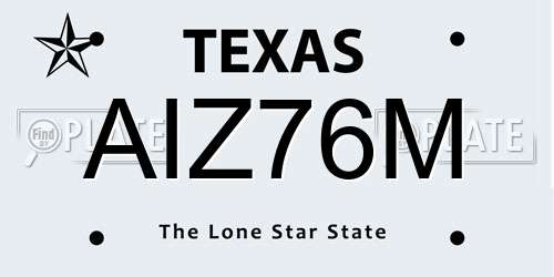 AIZ76M Texas License Plate