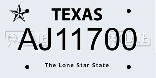 AJ11700 Texas License Plate