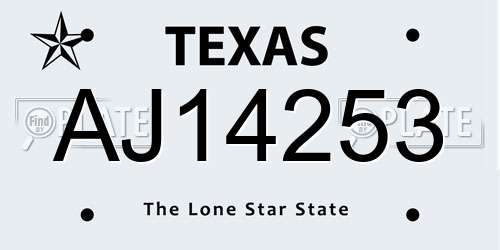 AJ14253 Texas License Plate