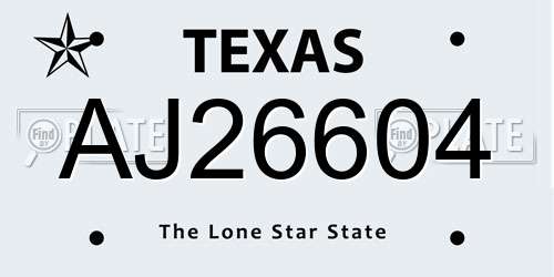 AJ26604 Texas License Plate