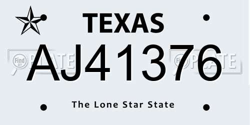 AJ41376 Texas License Plate