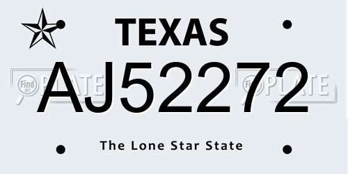 AJ52272 Texas License Plate