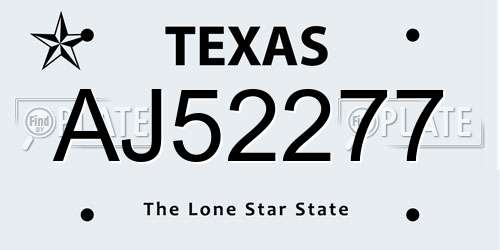 AJ52277 Texas License Plate