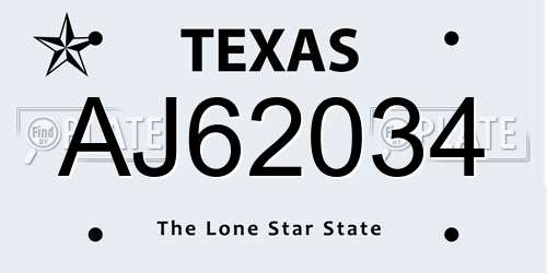 AJ62034 Texas License Plate