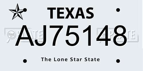 AJ75148 Texas License Plate