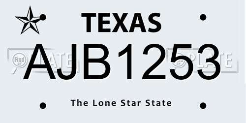 AJB1253 Texas License Plate