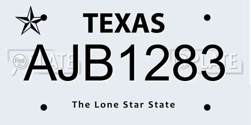 AJB1283 Texas License Plate
