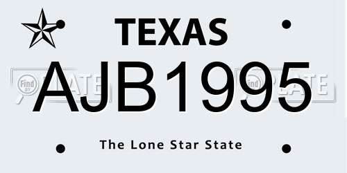 AJB1995 Texas License Plate