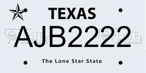 AJB2222 Texas License Plate