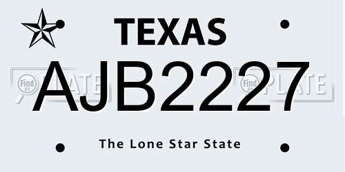 AJB2227 Texas License Plate