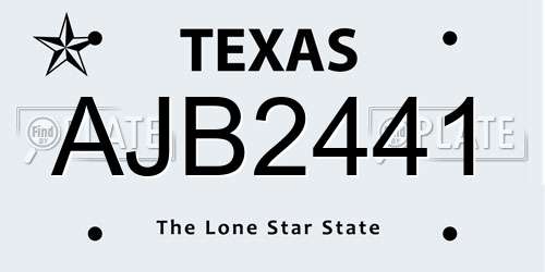 AJB2441 Texas License Plate