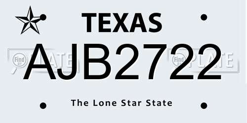 AJB2722 Texas License Plate