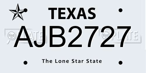 AJB2727 Texas License Plate