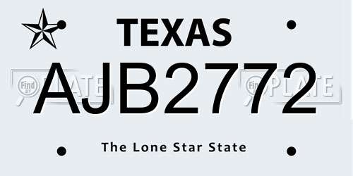 AJB2772 Texas License Plate
