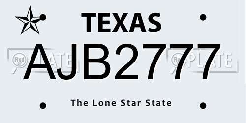 AJB2777 Texas License Plate