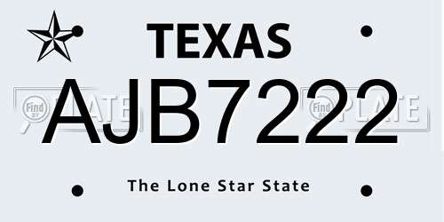 AJB7222 Texas License Plate