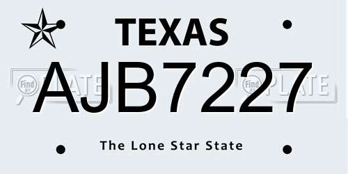 AJB7227 Texas License Plate