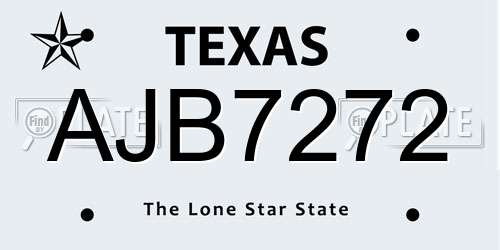 AJB7272 Texas License Plate