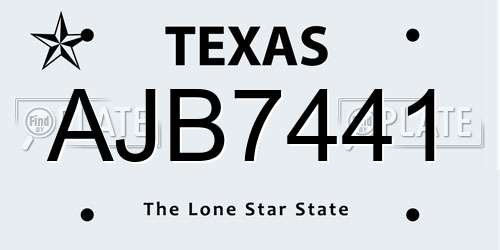 AJB7441 Texas License Plate
