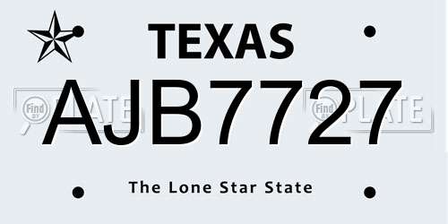 AJB7727 Texas License Plate