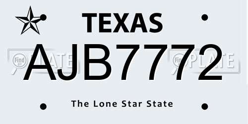 AJB7772 Texas License Plate