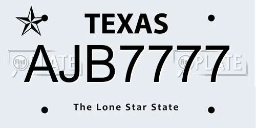 AJB7777 Texas License Plate