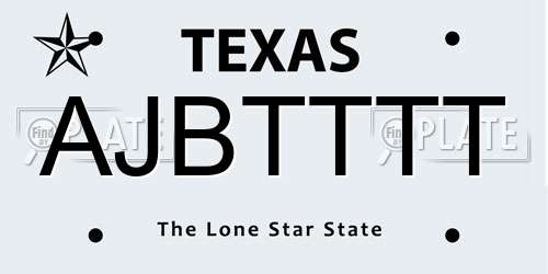 AJBTTTT Texas License Plate