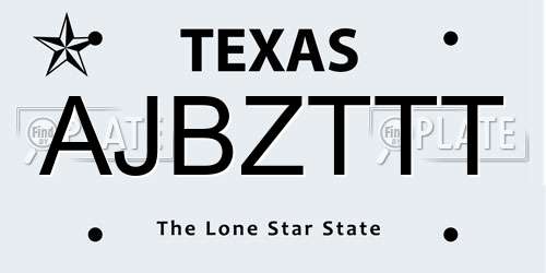 AJBZTTT Texas License Plate