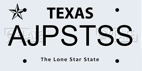 AJPSTSS Texas License Plate