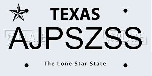 AJPSZSS Texas License Plate