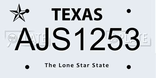 AJS1253 Texas License Plate