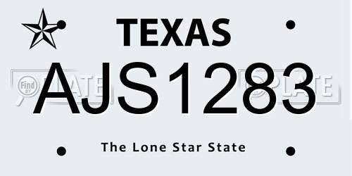 AJS1283 Texas License Plate