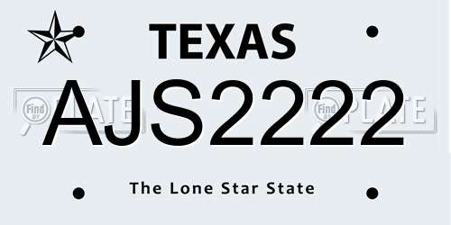 AJS2222 Texas License Plate