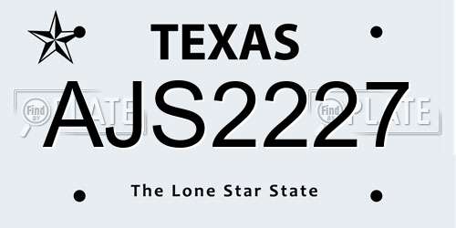 AJS2227 Texas License Plate