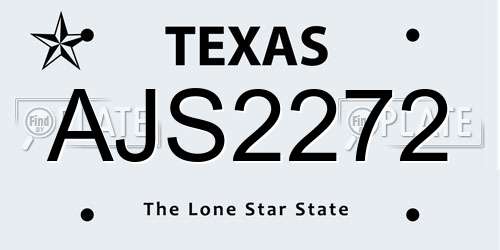 AJS2272 Texas License Plate