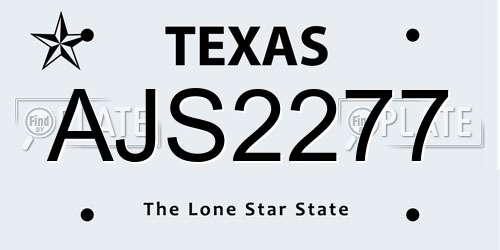 AJS2277 Texas License Plate