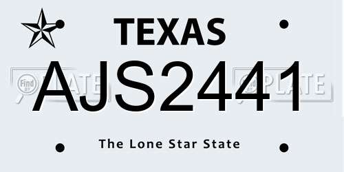 AJS2441 Texas License Plate
