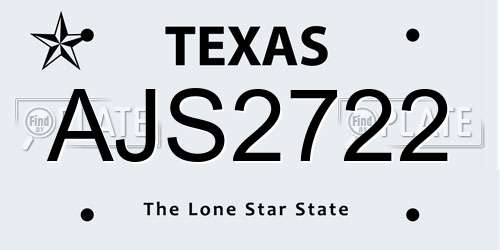 AJS2722 Texas License Plate