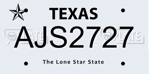 AJS2727 Texas License Plate