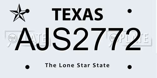 AJS2772 Texas License Plate