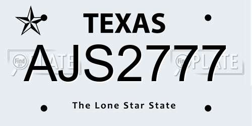 AJS2777 Texas License Plate