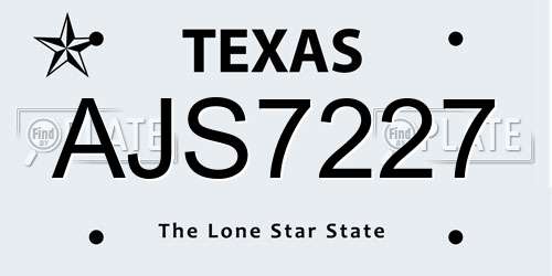 AJS7227 Texas License Plate
