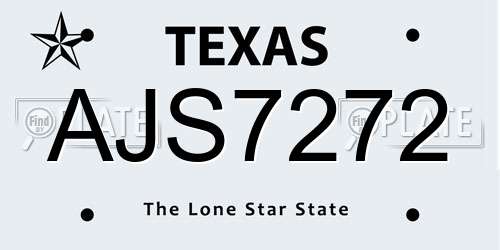 AJS7272 Texas License Plate
