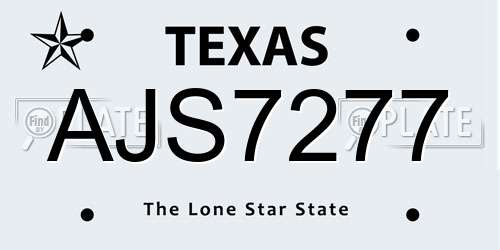 AJS7277 Texas License Plate